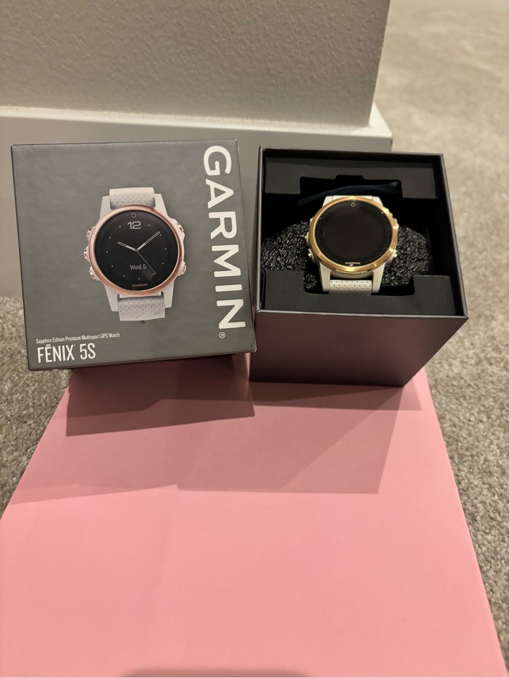 garmin Fenix 5S Smartwatch in White with Rose Gold accents